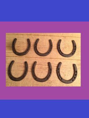 Set of Six (6) 5" tall Horseshoes Rustic Cast Iron Set of Six (6) 05208